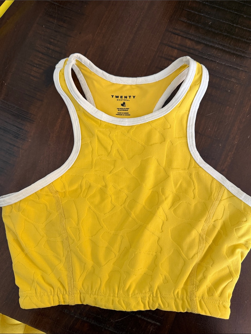 Twenty Yellow and White Racerback Sports Bra